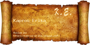 Kapros Erika névjegykártya
